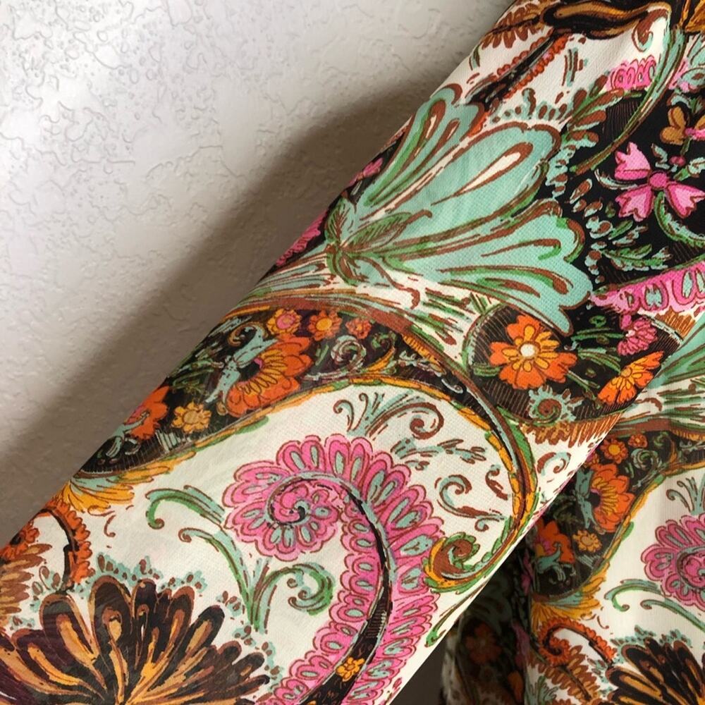 Show Me Your Mumu Mal cream brown pink paisley print boho top Extra Small XS - Picture 6 of 12